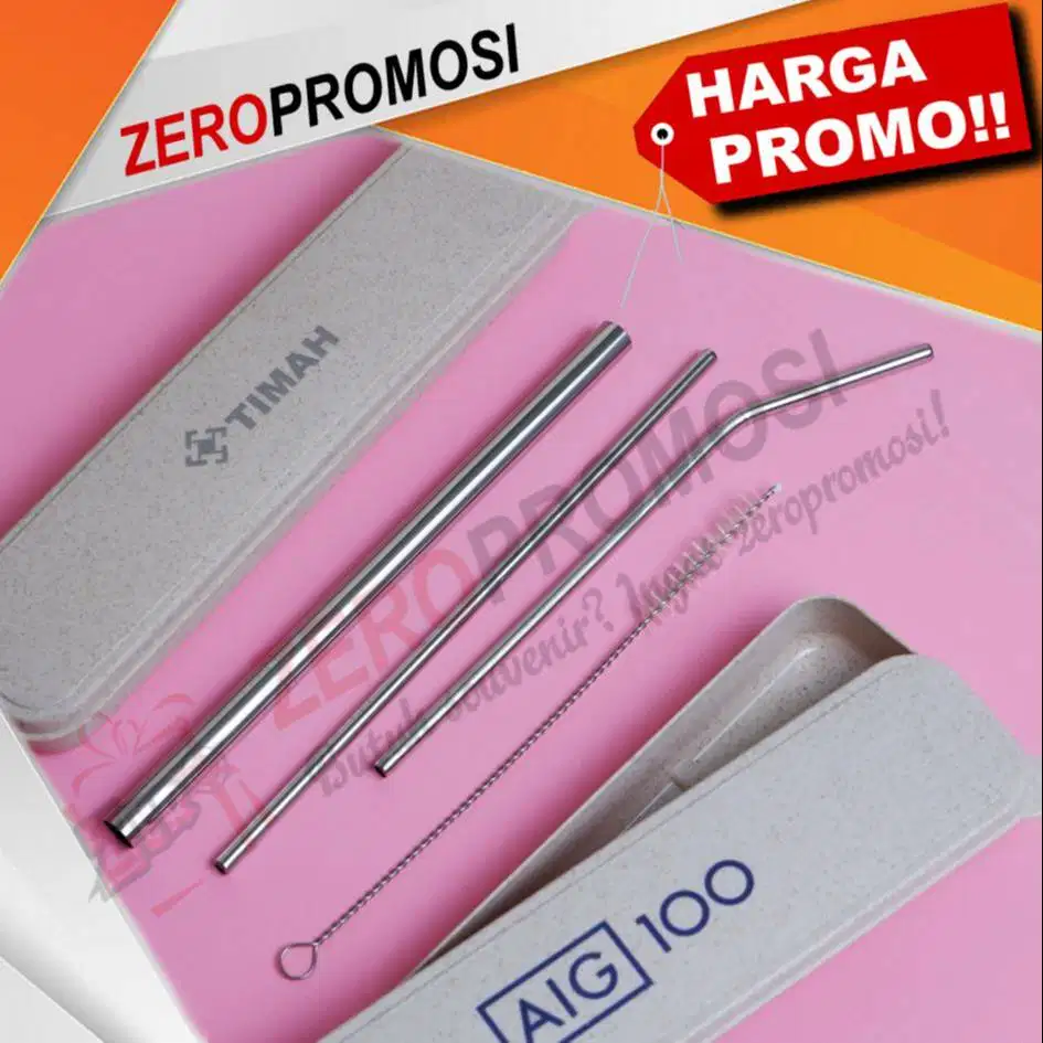 Sedotan Stainless Steel Set 4in1 dan Kotak Penyimpanan