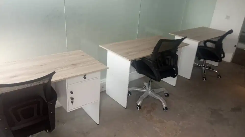 JUAL SET MEJA KURSI KERJA KANTOR PUTIH GRATIS ANTAR