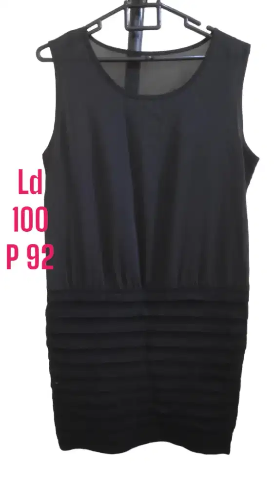 Dress hitam polos, uk L-XL, elegance.