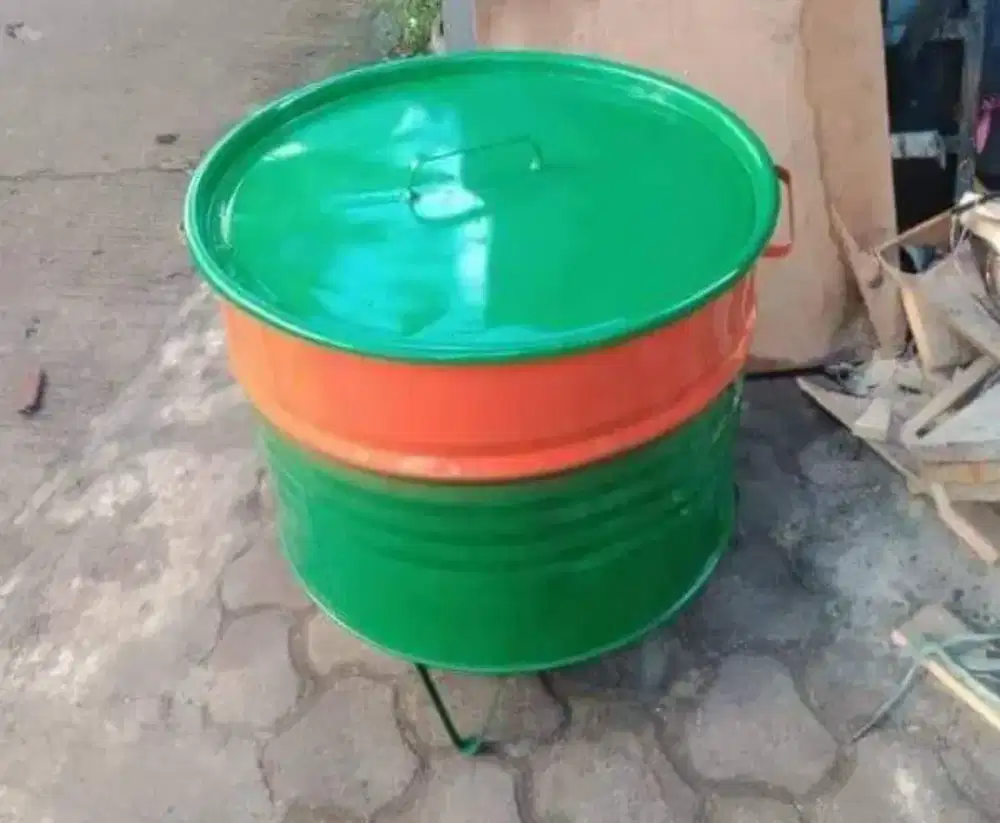 Tong sampah drum plat