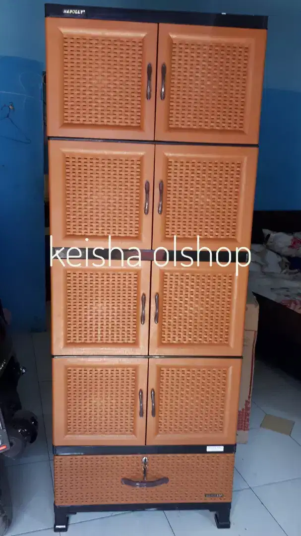 Lemari pakaian Napolly crs mu 48 d motif rotan