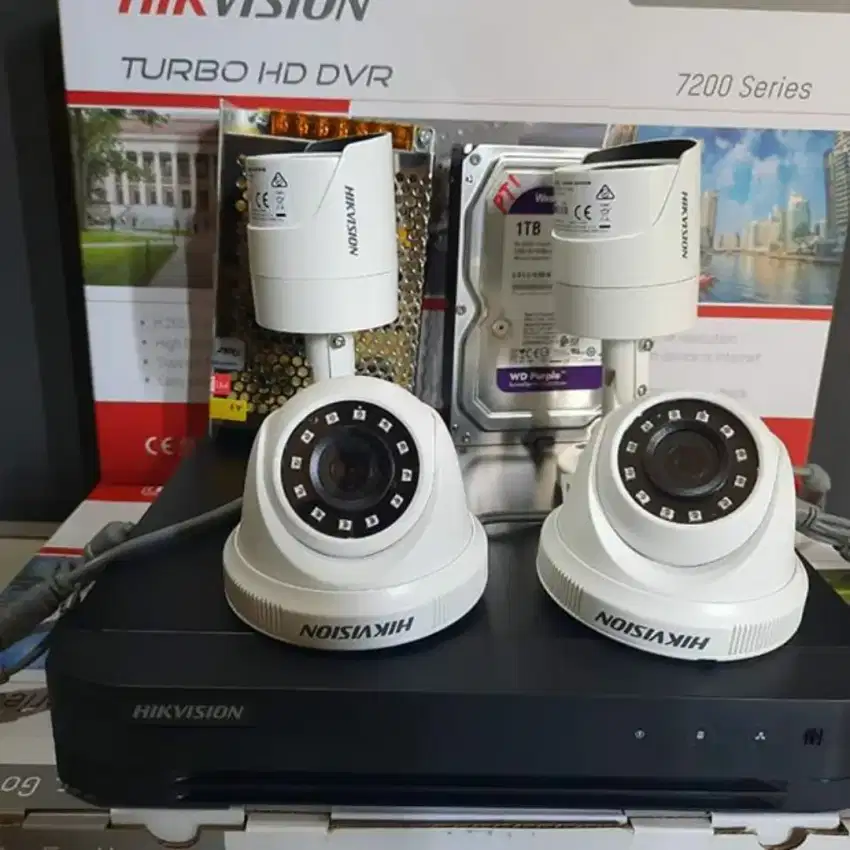 Paket lengkap 4 kamera cctv Hikvision 2Mp Gratis pasang terima beres