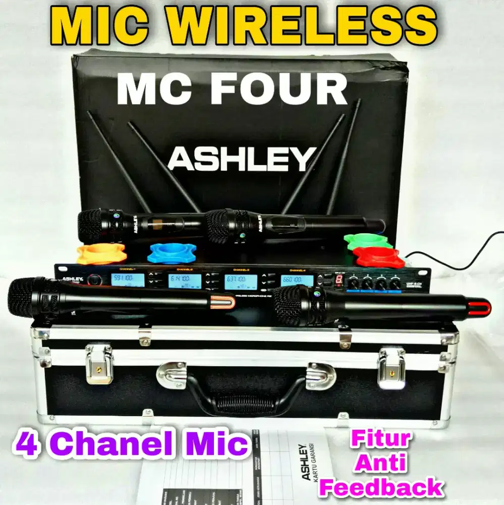 Mic wireless ASHLEY MC FOUR original Anti Feedback 4 chanel mic wirele
