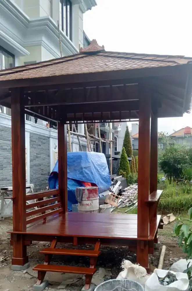 Saung gazebo jati minimalis