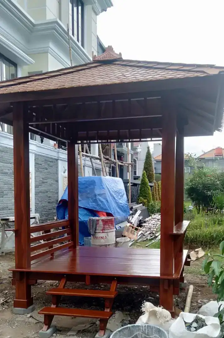 Saung gazebo jati minimalis