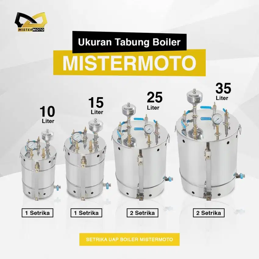 Setrika Uap Laundry dan Konveksi MISTERMOTO 15ltr 2 Setrika