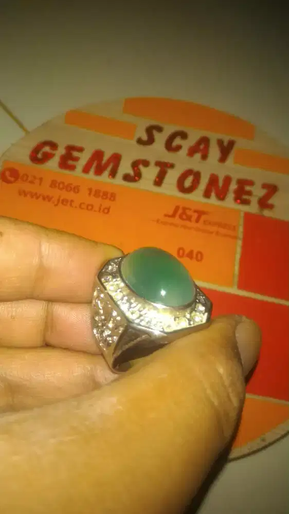 Natural batu cicin akik green chalcedony ajib