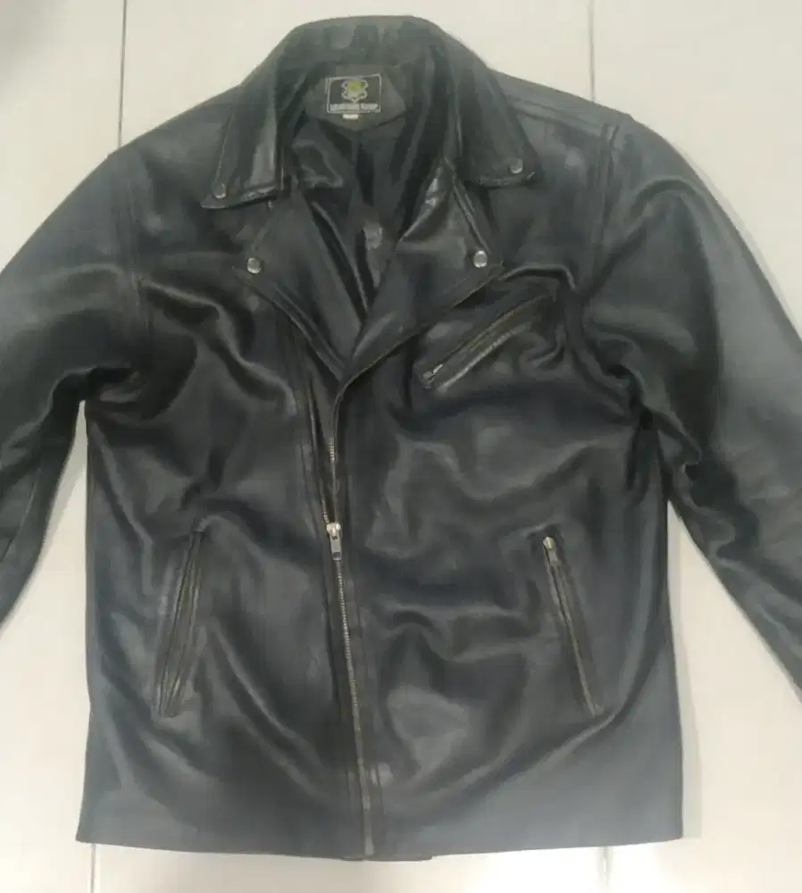 Jaket pria kulit domba asli ramones