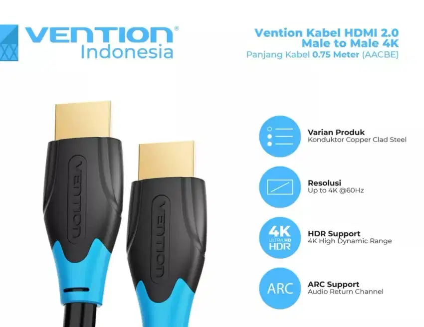 Vention UNEED Kabel Hdmi support upto 4/8K Panjang 75 dan 200cm Ori