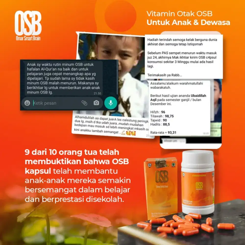 OSB kapsul, OSB KIDS vitamin otak anak dan dewasa