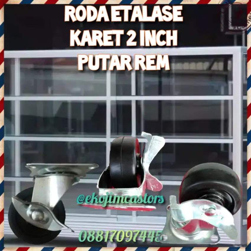 Roda Karet Etalase 2 Inch Putar Rem