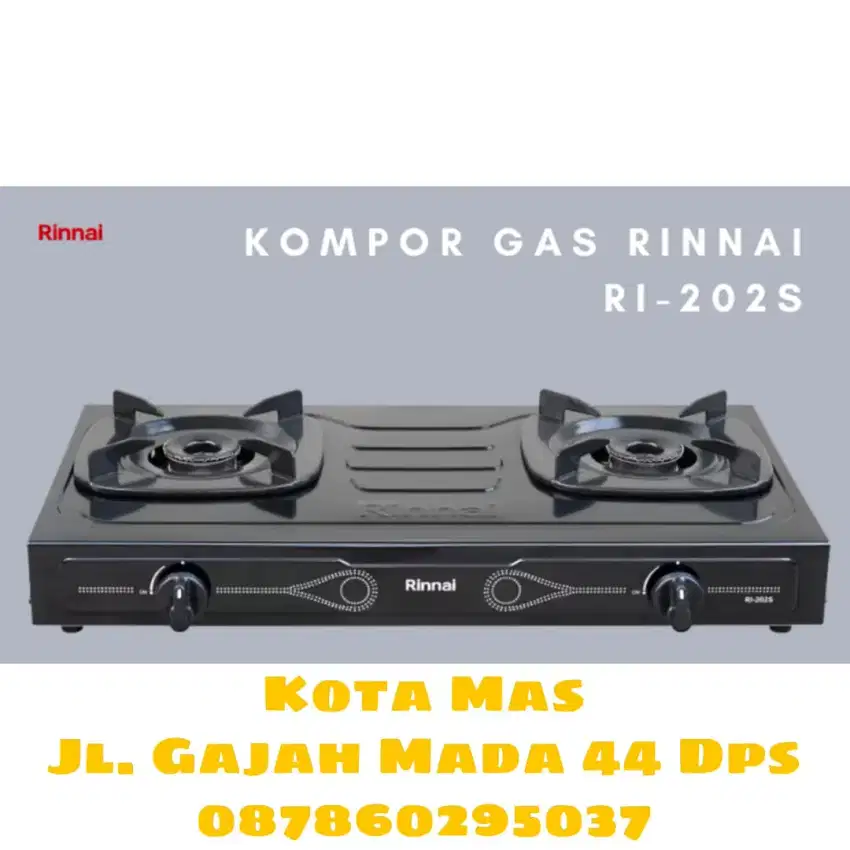 Kompor Gas 2 Tungku Rinnai RI202S Gas Stove Baru