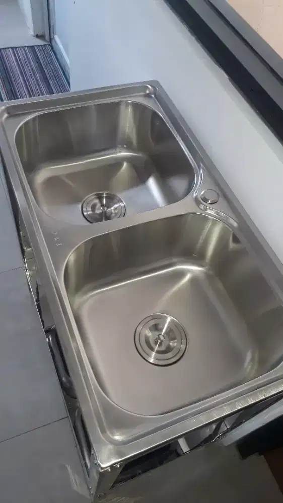 Meja Cuci piring double bowl/bak cuci yg dalam
