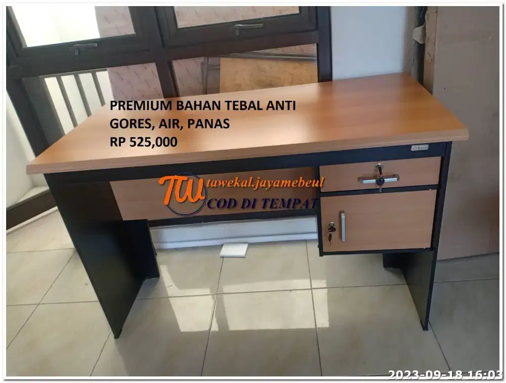 MEJA TULIS PREMIUM ANTI PANAS AIR LAPISAN MILAMIN + SET KURSI HIDROLIK