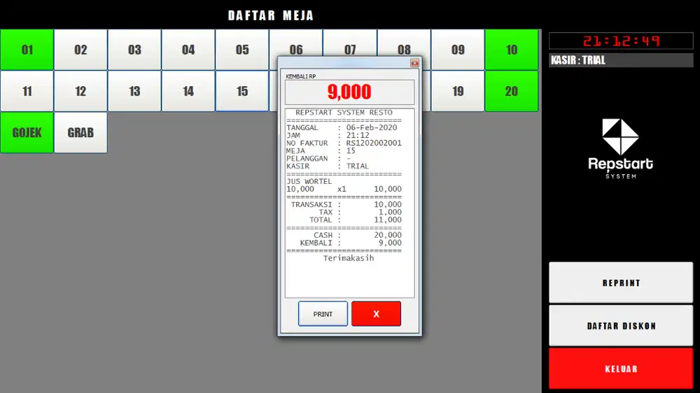 Paket Komputer Kasir Resto / Cafe Starter (Software bonus Printer)