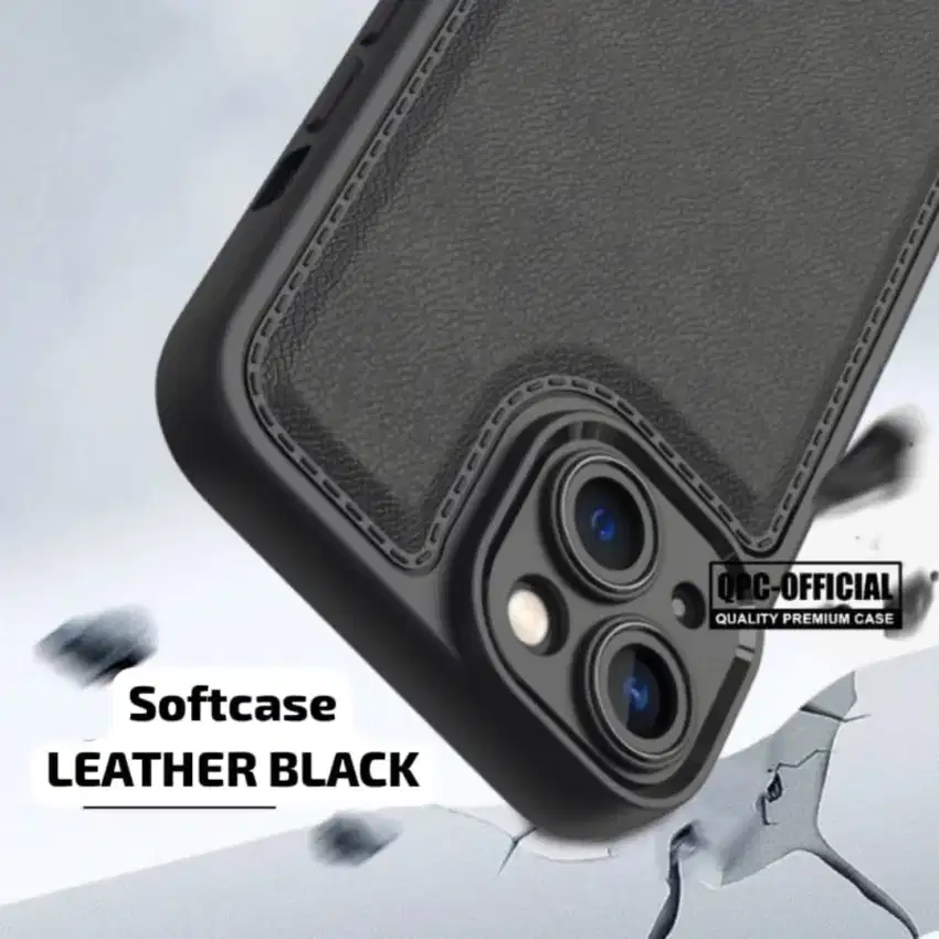 Softcase Hitam Motif LEATHER Type REDMI