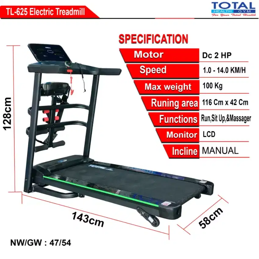 TREADMILL ELEKTRIK TL 625 / 2 HP