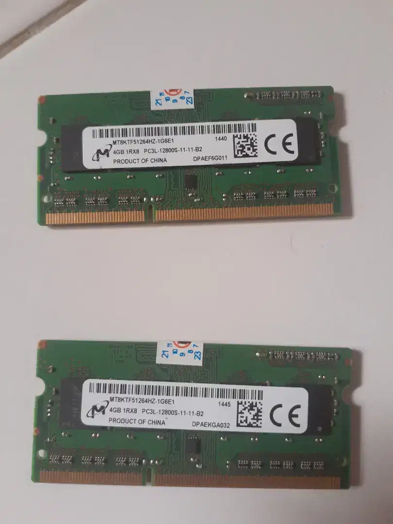 RAM MEMORI LAPTOP SODIMM DDR3L 4GB MICRON PC3L 1.35V 1600mhz