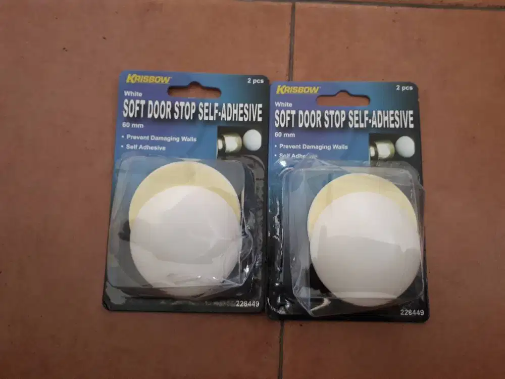 2 Pack Krisbow Soft Door Stop with Self-Adhesive Dia 60mm/White A-689