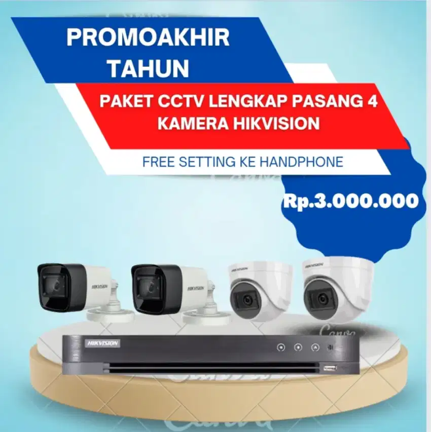 Paket CCTV include pasang Hikvision 2MP 4 Kamera ALL IN HIKVISION