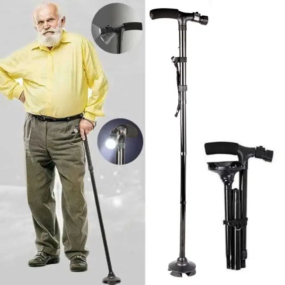magic cane lighted crutch tongkat bantu jalan led light