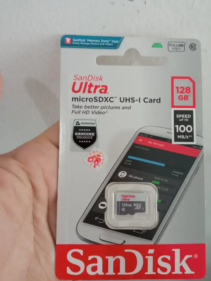 Micro SD Sandisk 128gb speed 100