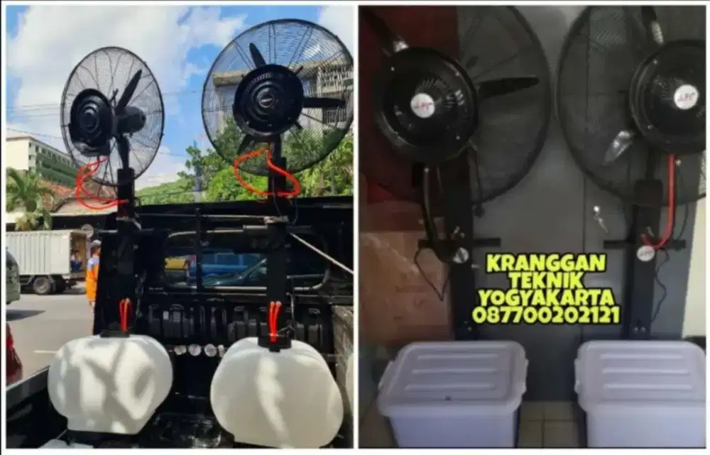 (KRANGGAN TEKNIK)misty fan utk disinfektan hajatan kipas angin embun