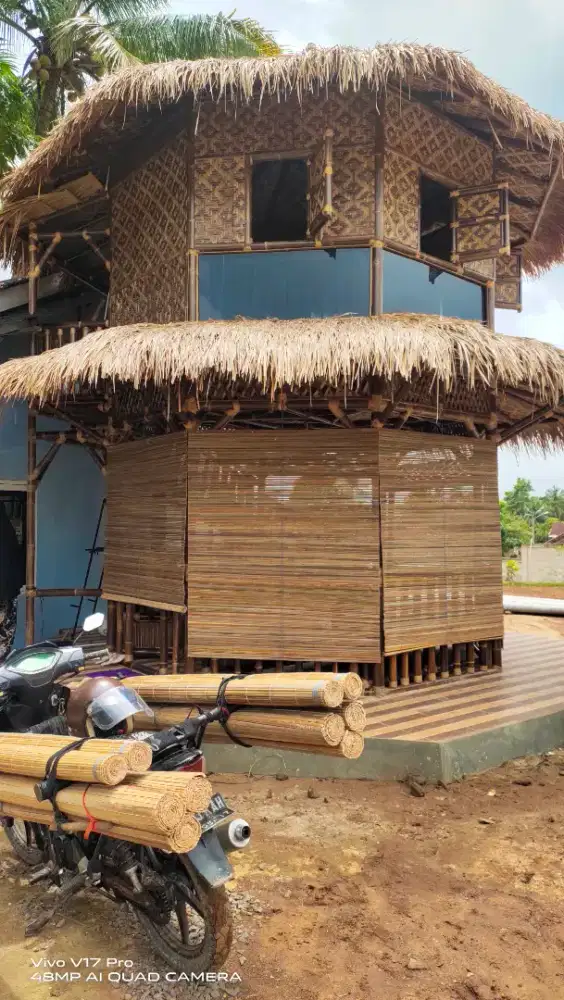 Kerei Tirai Bambu Sawet Dan Rotan Untuk Penghalang Hujan Dan Panas