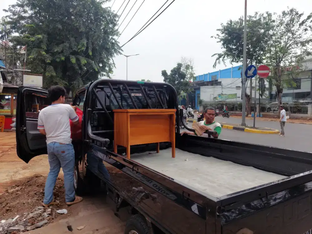 Meja tulis 1/4 biro 80x50 Jati. kuning cokelat