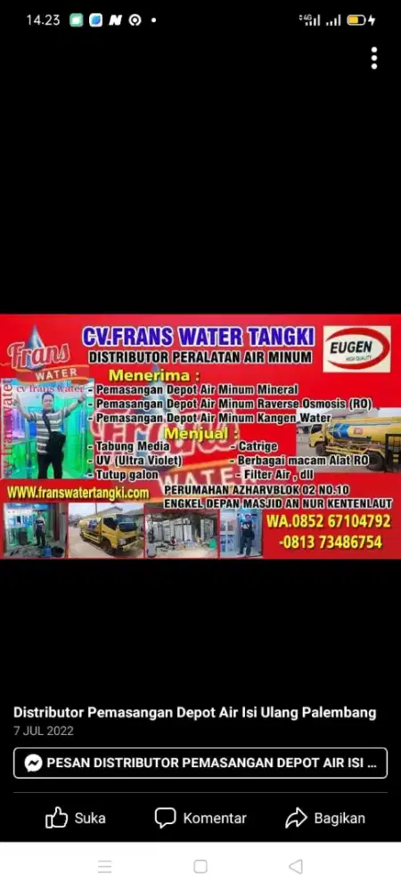 Agen pasang usaha isi ulang air minum