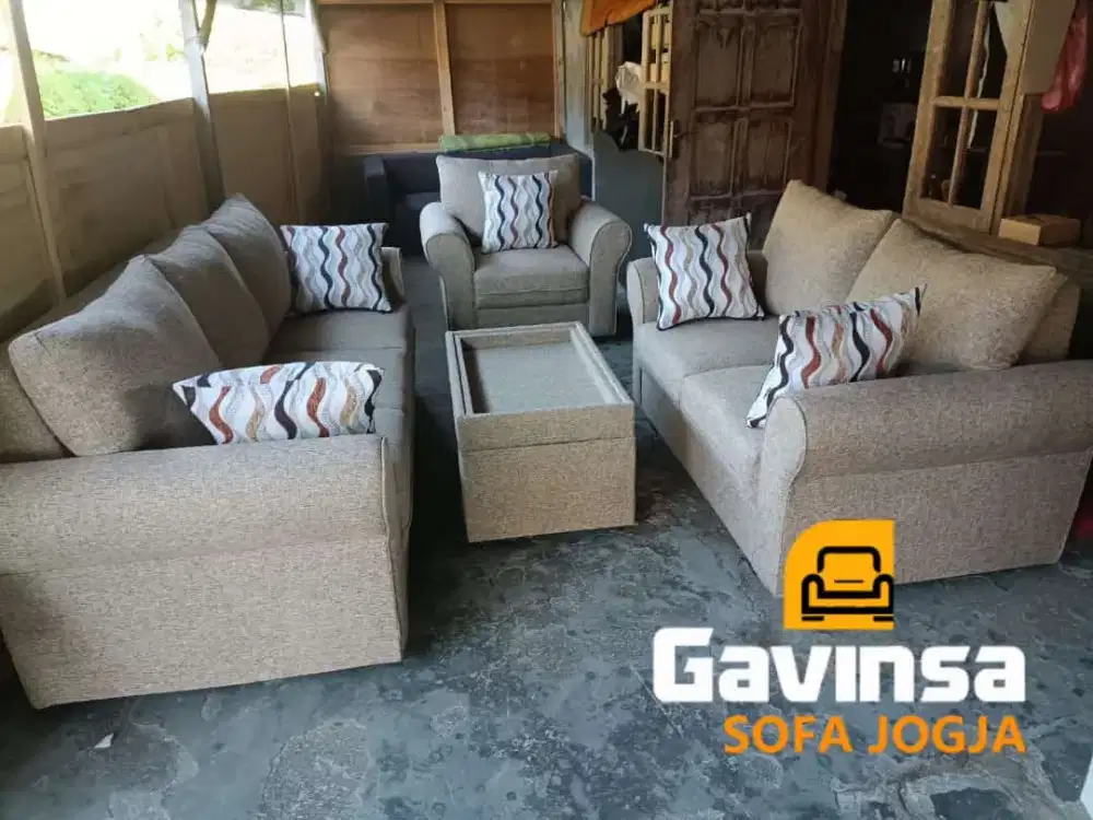 Premium Sofa 3-2-1 Konde Custom , Bahan Canvas Viena , Bantal Jumbo