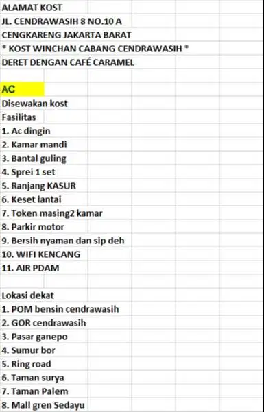 dijual cepat kos baru cendrawasih jakarta barat
