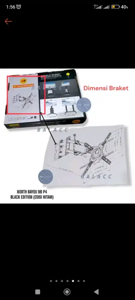 Bracket/breket tv swivel maju mundur