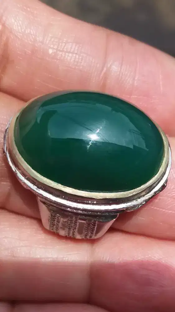Jual Batu Cincin Natural Greenish Chrysoprase Chalcedony Garut Bagus