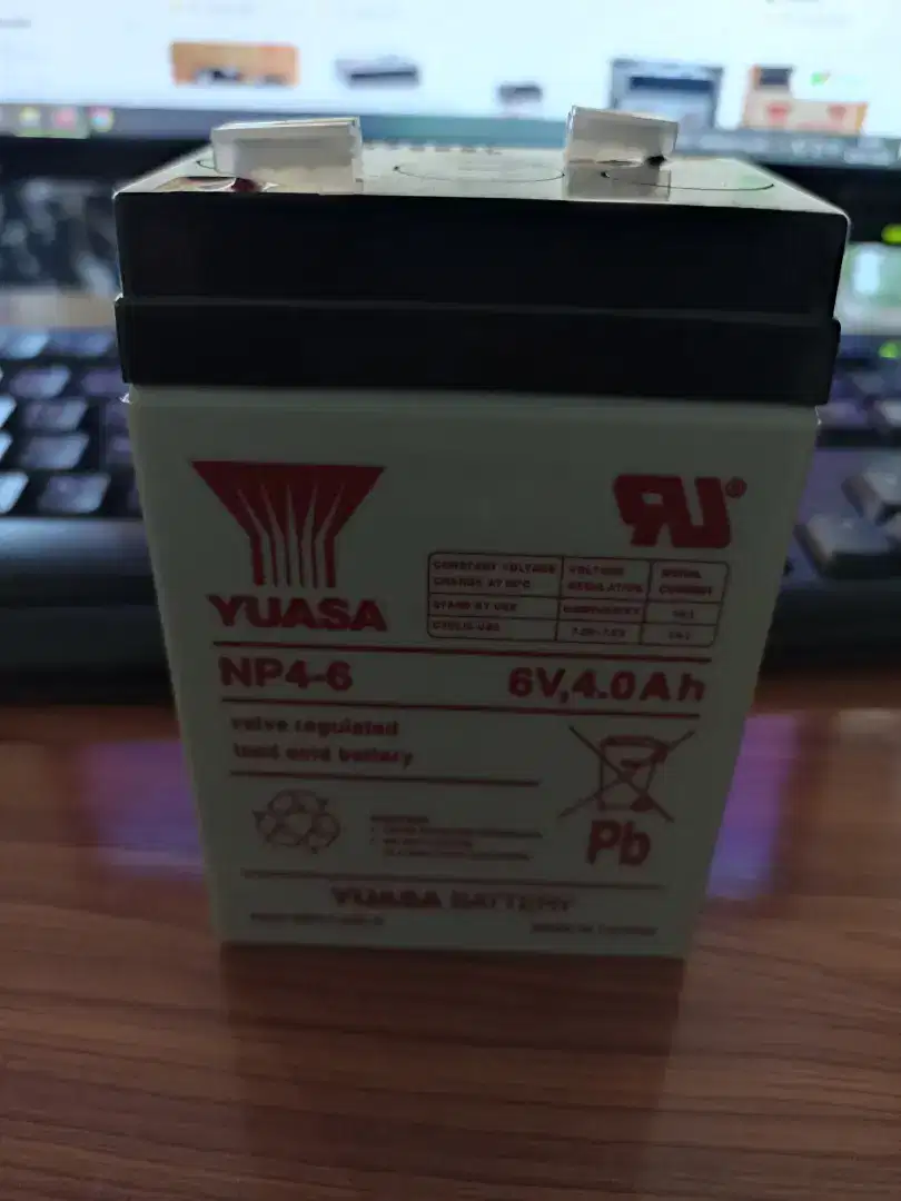 Aki kering Yuasa NP4-6 Baterai emergency lampu 6v 4ah