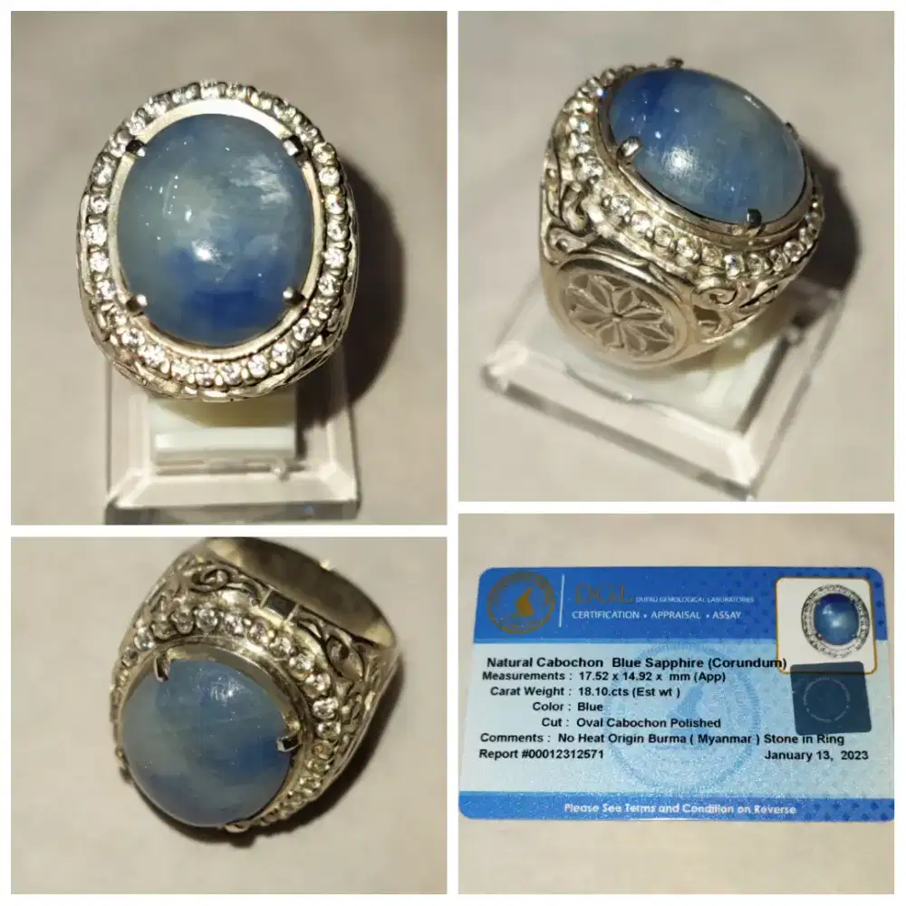 Natural Blue Sapphire Burma 18cts No Heat Plus  Memo -Safir Birma