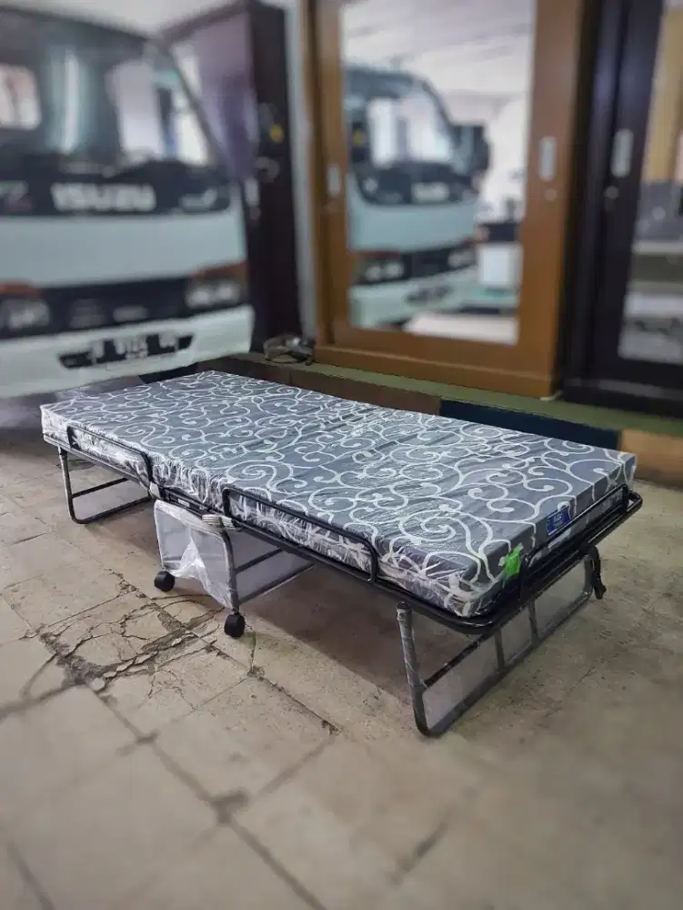 Ranjang Besi Lipat - Tempat Tidur - Folding Bed - Kasur Busa Rebonded