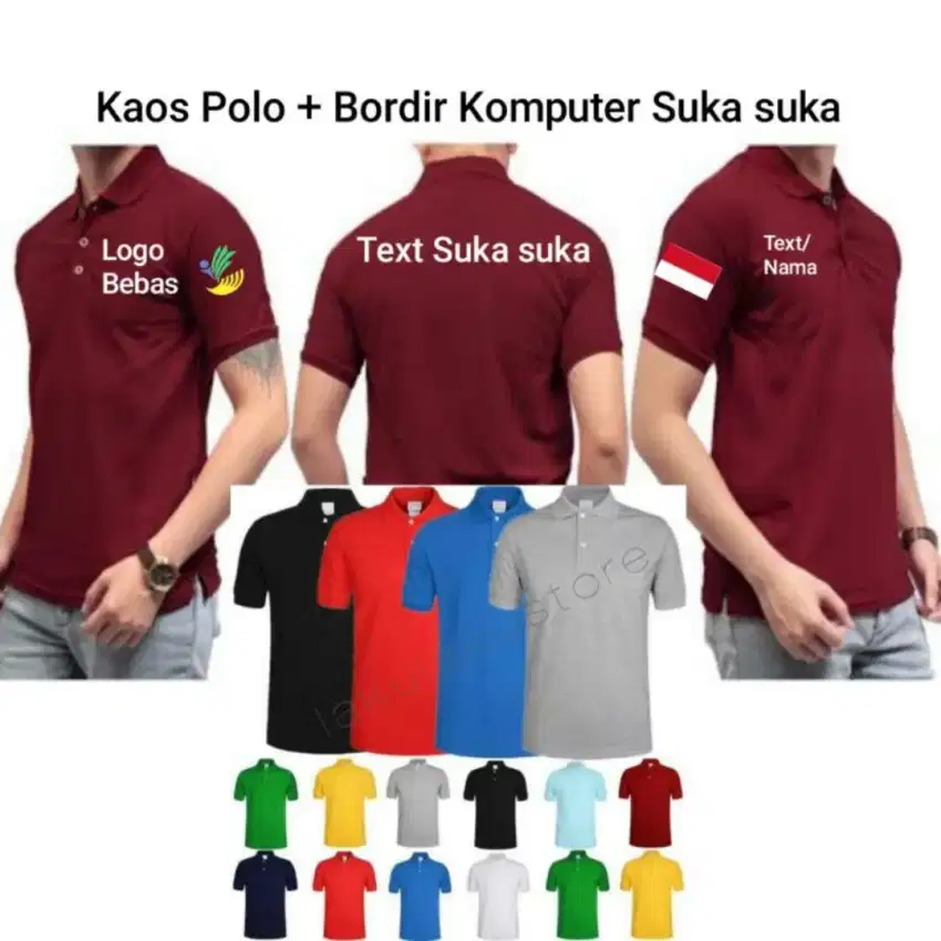 Seragaman Kaos Polo Bordir atau Sablon Desain Suka-suka