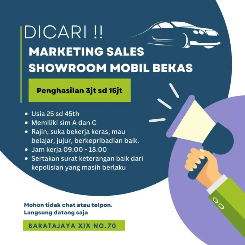 Lowongan kerja Marketing sales counter showroom jualan serabutan toko