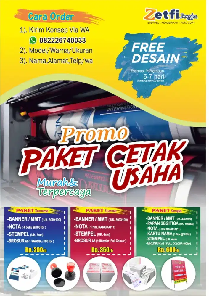 PAKET CETAK NOTA,STEMPEL, KARTU NAMA, PAPAN PROMOSI DLL