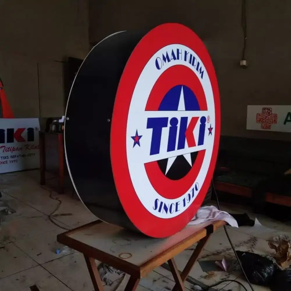 Neonbox signage TIKI bulat diameter 70cm paket JNE paket