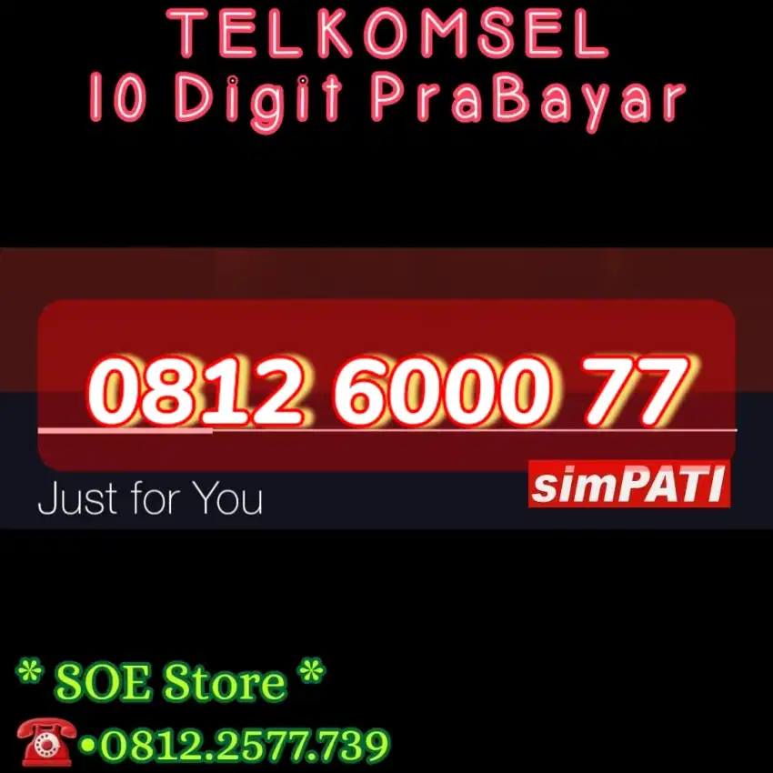 NOMOR CANTIK SIMPATI 10 DIGIT TELKOMSEL 6000 77