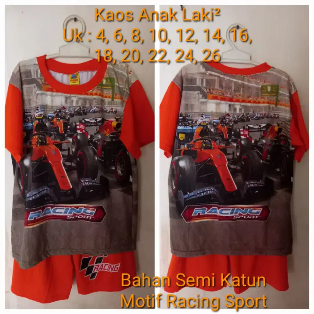 Setelan Anak Pria Usia 3 - 10 Tahun Semi Katun Gambar Kartun