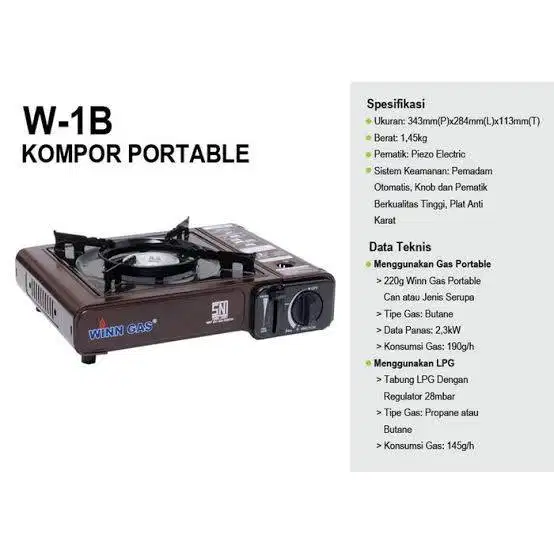 Kompor Gas Portable Winn Gas W-1B SNI