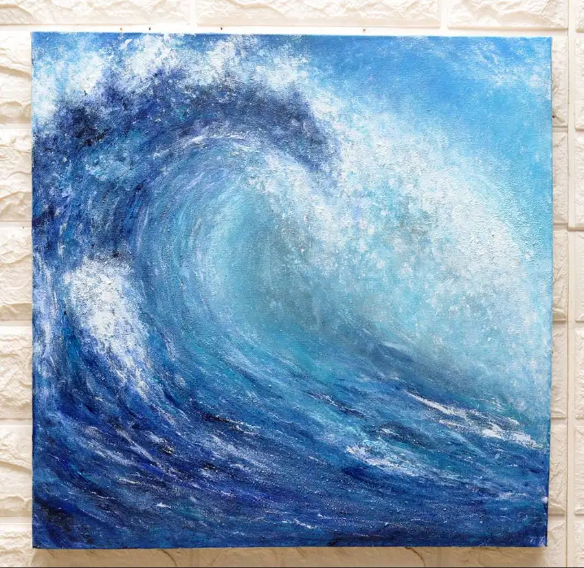 Lukisan Kanvas Acrylic 100% Asli 40x40-The Ocean Waves