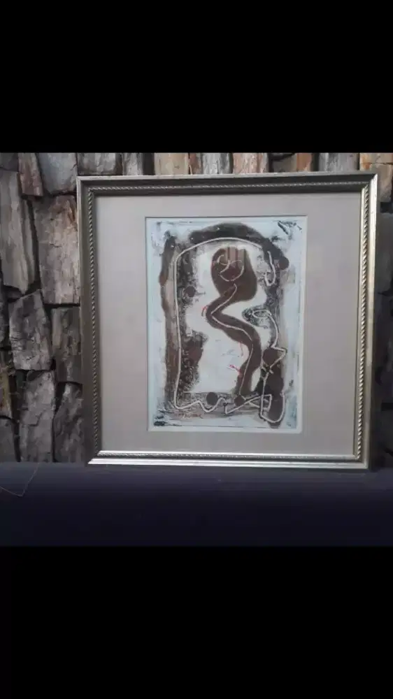 Lukisan abstrak dan ibu menyusui karya sudar harga satuan antik lawas