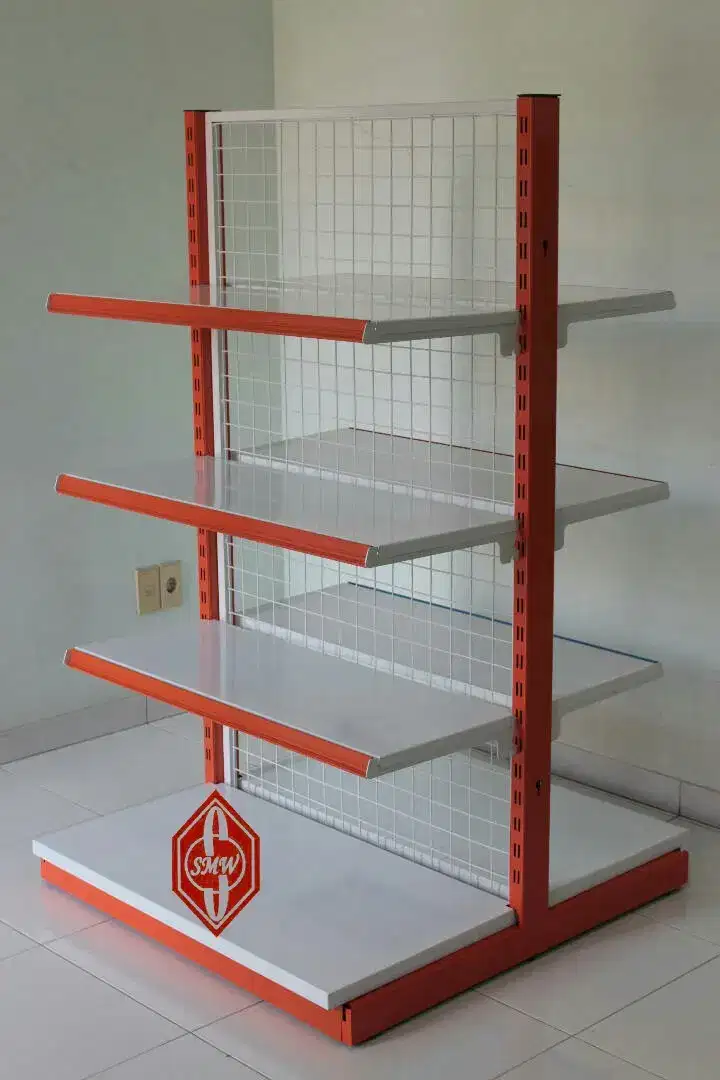 Rak Murah Gondola Double Supermarket T.150x L.(2x45)x P.90cm- 2x4susun