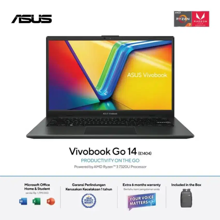 ASUS VIVOBOOK GO 14 E1404FA RYZEN 3 7320U 8GB 512SSD W11+OHS