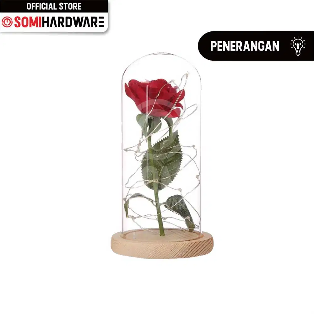 Lampu LED Bunga Mawar Kaca Rose LED Light Dome Valentine Gift Murah