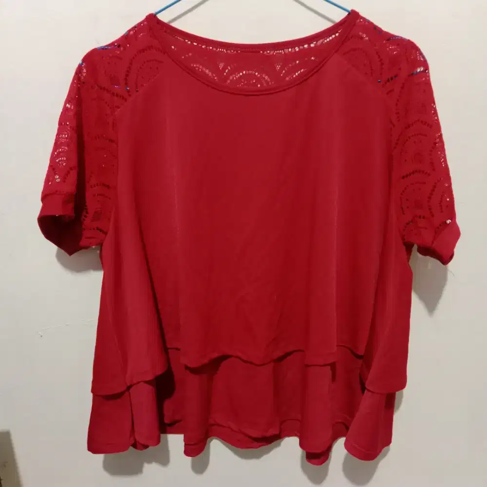 Red Top / Red Blouse Bordir Merah